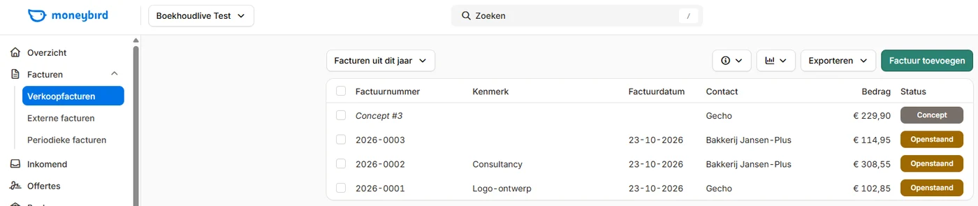 Verkoopfacturen in Moneybird
